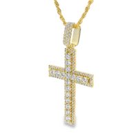 14kt Yellow Gold Lab-Grown Diamond Cross Pendant (2.73ct) w/18" Italian Made Diamond Cut Rope Chain (13.02g)