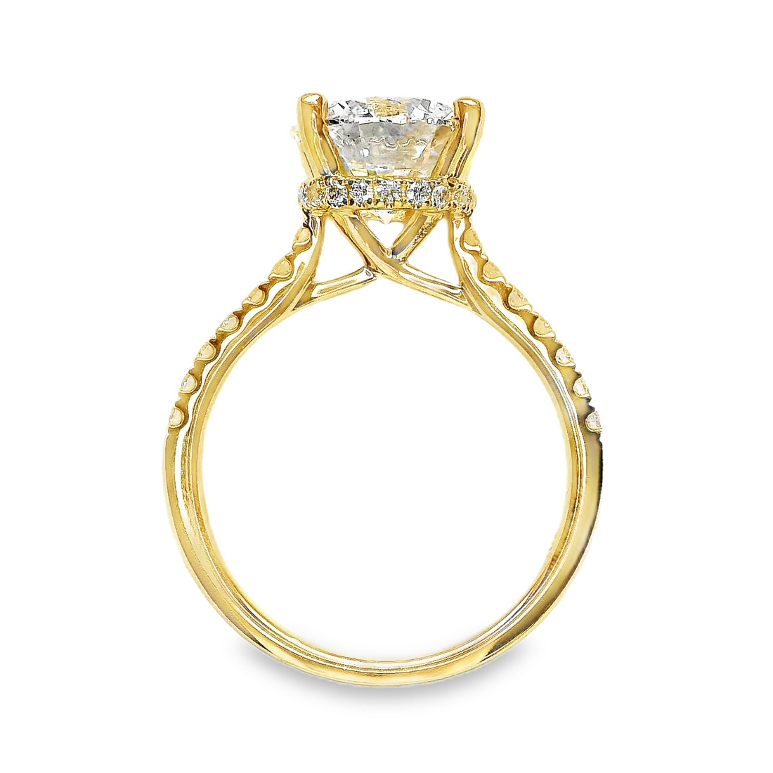 18kt Yellow Gold Lab-Grown Round Diamond and Natural Round Diamonds Engagement Ring (3.35ct)