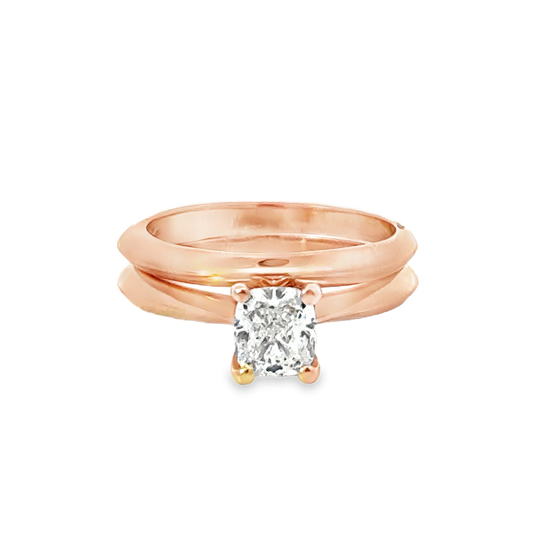 14K Rosé Gold Natural Cushion Diamond Solitaire Engagement Ring (1.0ct)