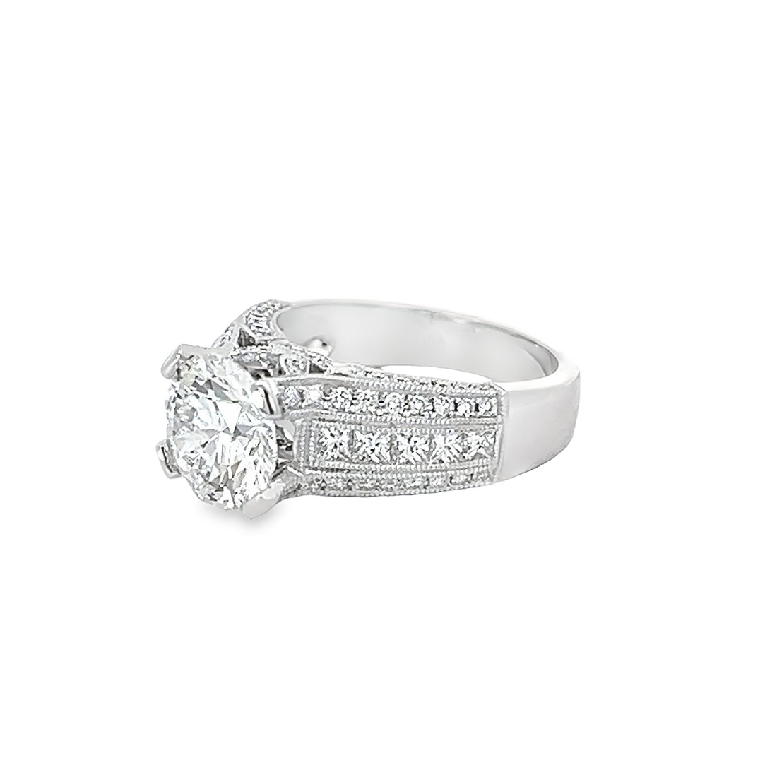 18K White Gold Lab-Grown Round Diamond Engagement Ring (3.77ct)