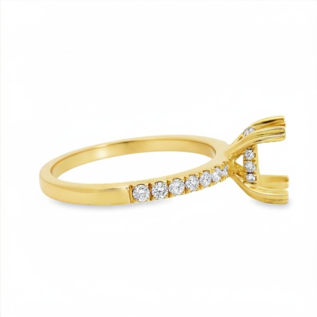 18kt Yellow Gold Full-Cut Diamond Hidden Halo Semi-Mount Ring (.23ct)