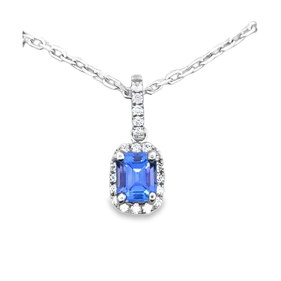 18kt White Gold Natural Diamonds And Natural Tanzanite Pendant (0.91ct)