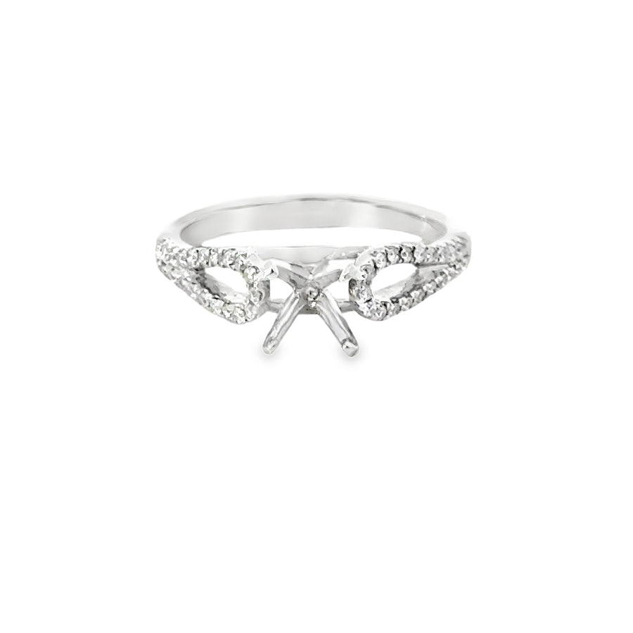 18kt White Gold Split Shank Natural Diamonds Semi-Mount Ring (0.2ct)