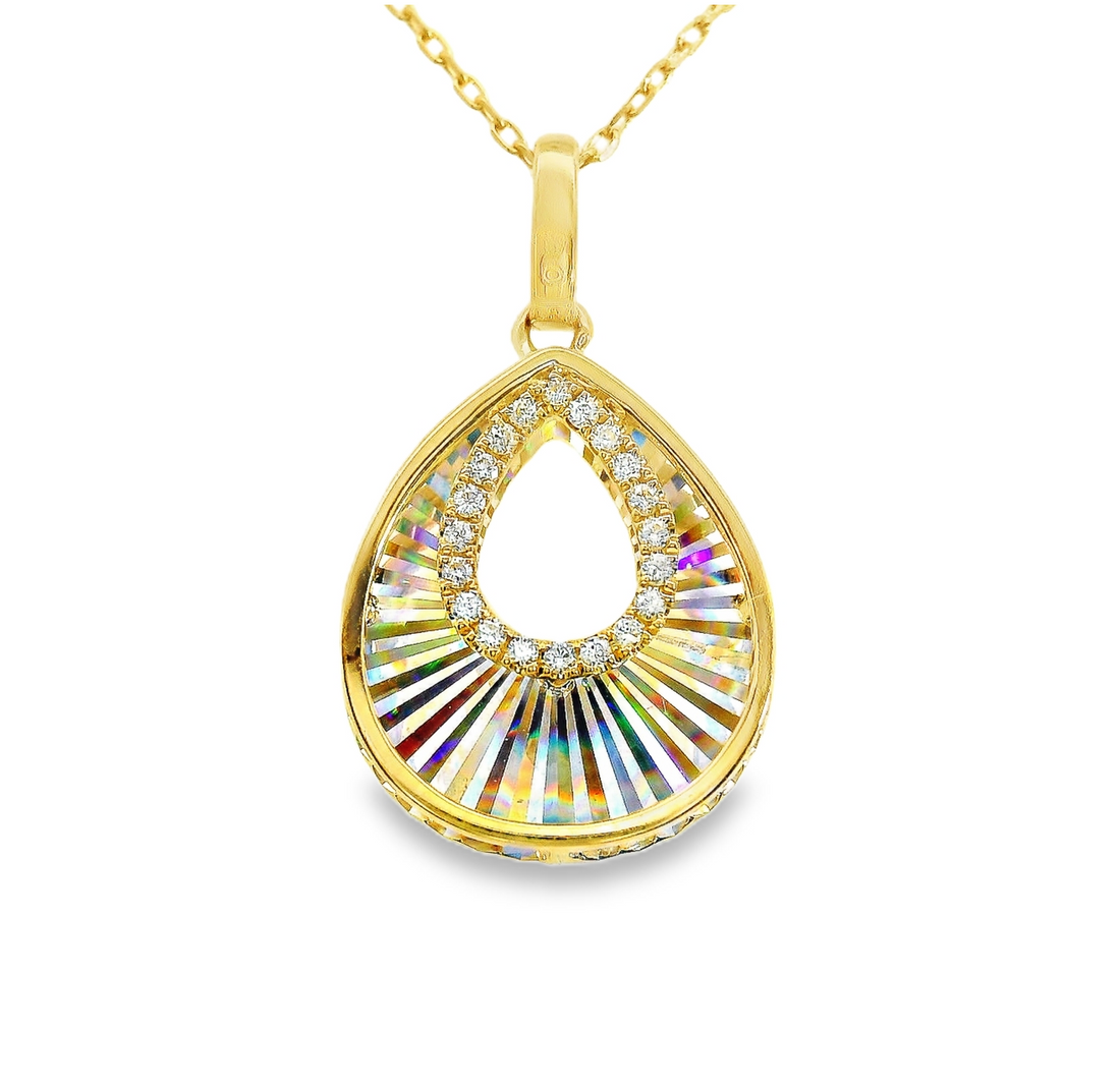 18kt Yellow Gold Natural Round Diamond Teardrop Pendant (.04ct)