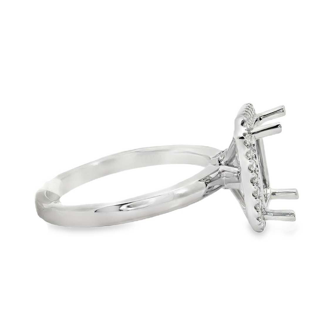 18kt White Gold Full-Cut Diamond Halo Semi-Mount Ring (.16ct)