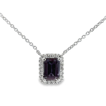 18kt White Gold Simulant Alexandrite And Natural Diamonds Pendant (1.38ct)