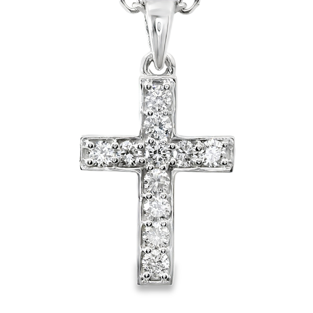 14kt White Gold Lab-Grown Diamond Cross Pendant (0.39ct)