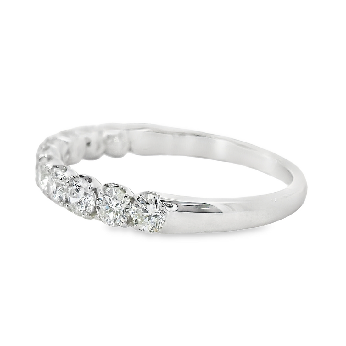 18kt White Gold Natural Round Diamond Wedding Ring (.81ct)