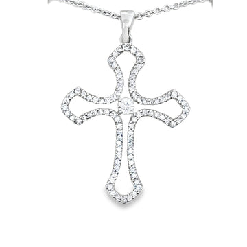 18kt White Gold Natural Diamond Cross Pendant (0.42ct)