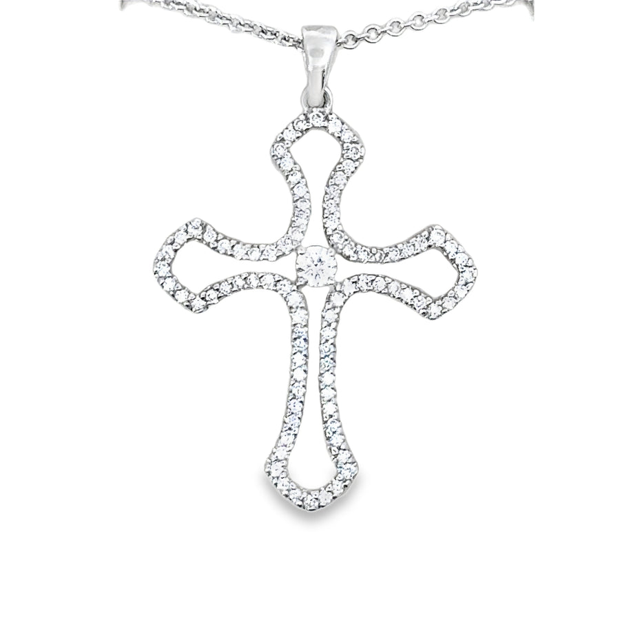 18kt White Gold Natural Diamond Cross Pendant (0.42ct)