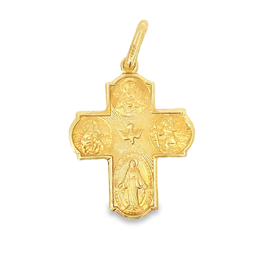 18K Yellow Gold Italian Made Four Way Cross Pendant (2.3g)