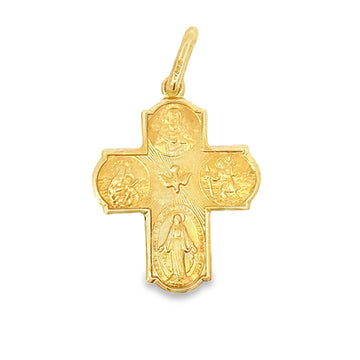 18K Yellow Gold Italian Made Four Way Cross Pendant (2.3g)