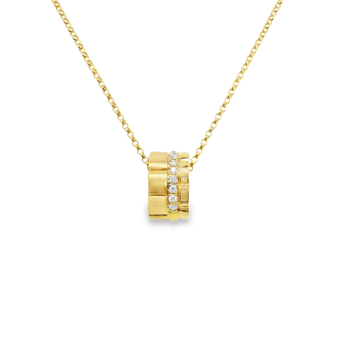 18kt Yellow Gold Natural Round Diamond Wheel Pendant (.08ct)