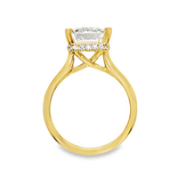 18kt Yellow Gold Lab-Grown Emerald Diamond and Natural Round Diamonds Hidden Halo Engagement Ring (4.71ct)