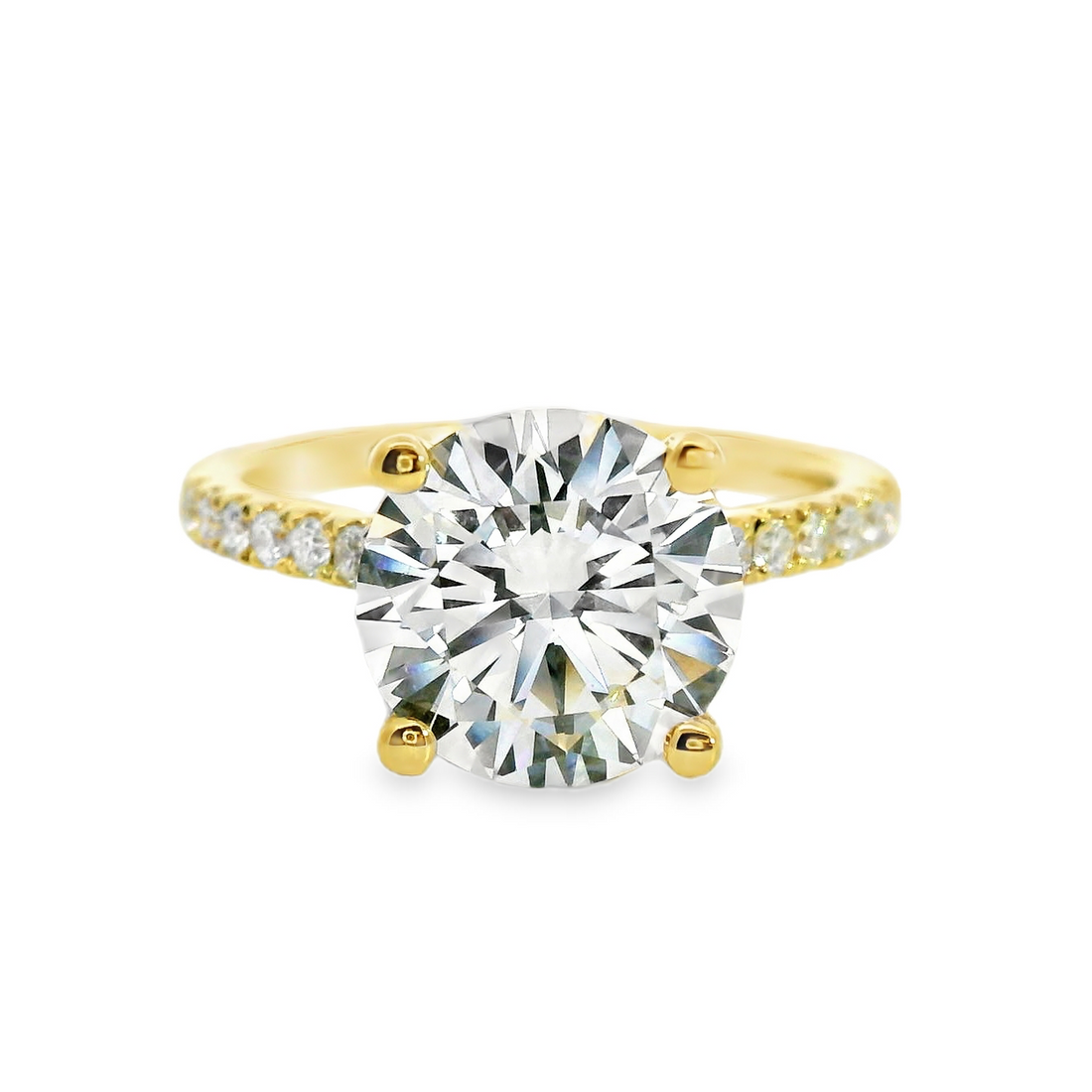 18kt Yellow Gold Lab-Grown Round Diamond and Natural Round Diamonds Engagement Ring (3.35ct)