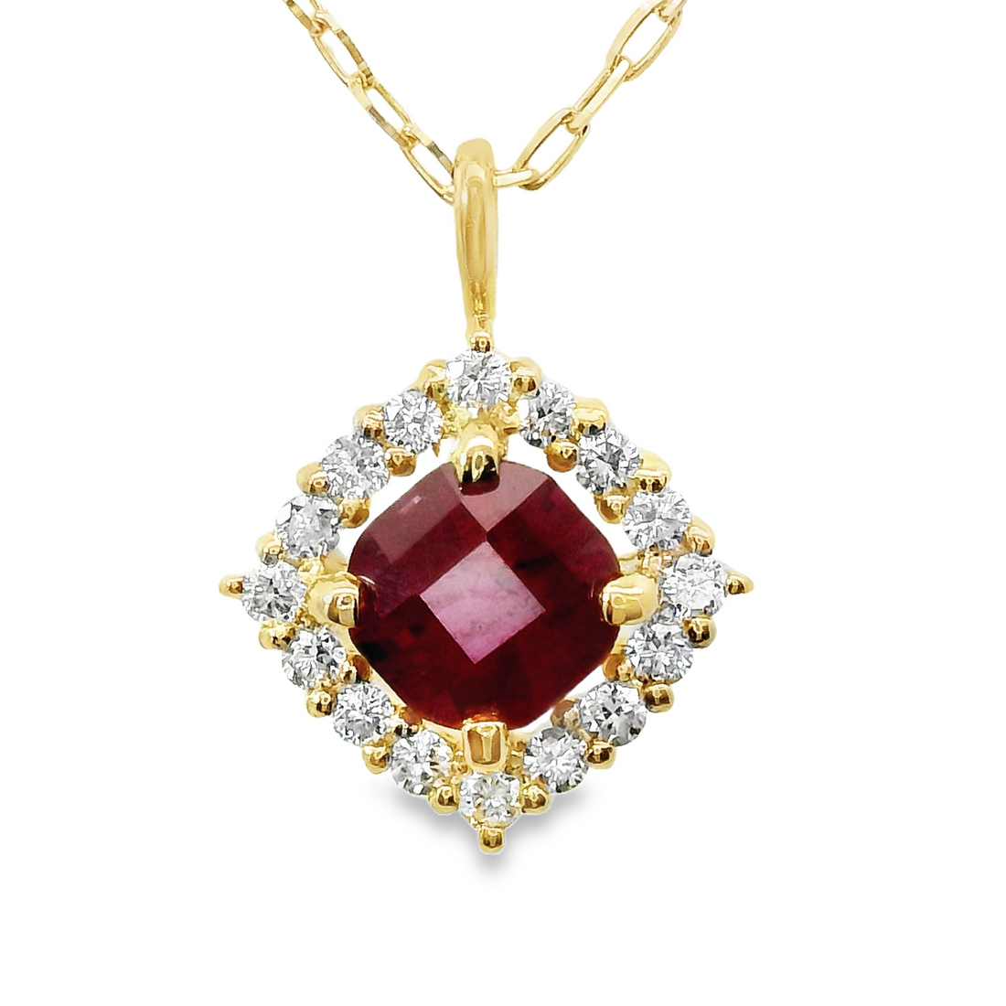 18kt Yellow Gold Natural Ruby and Natural Diamonds Pendant (0.25ct)