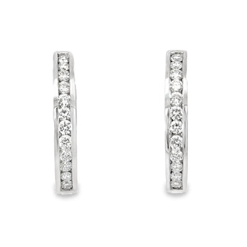 14kt White Gold Lab-Grown Diamonds Medium Hoop Earrings (0.8ct)