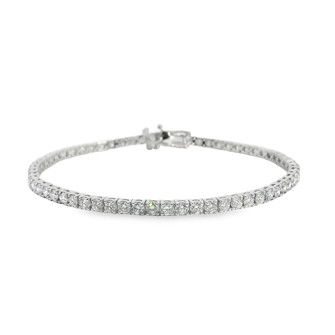 14kt White Gold 7" Lab-Grown Round Diamond Tennis Bracelet (4.57ct)