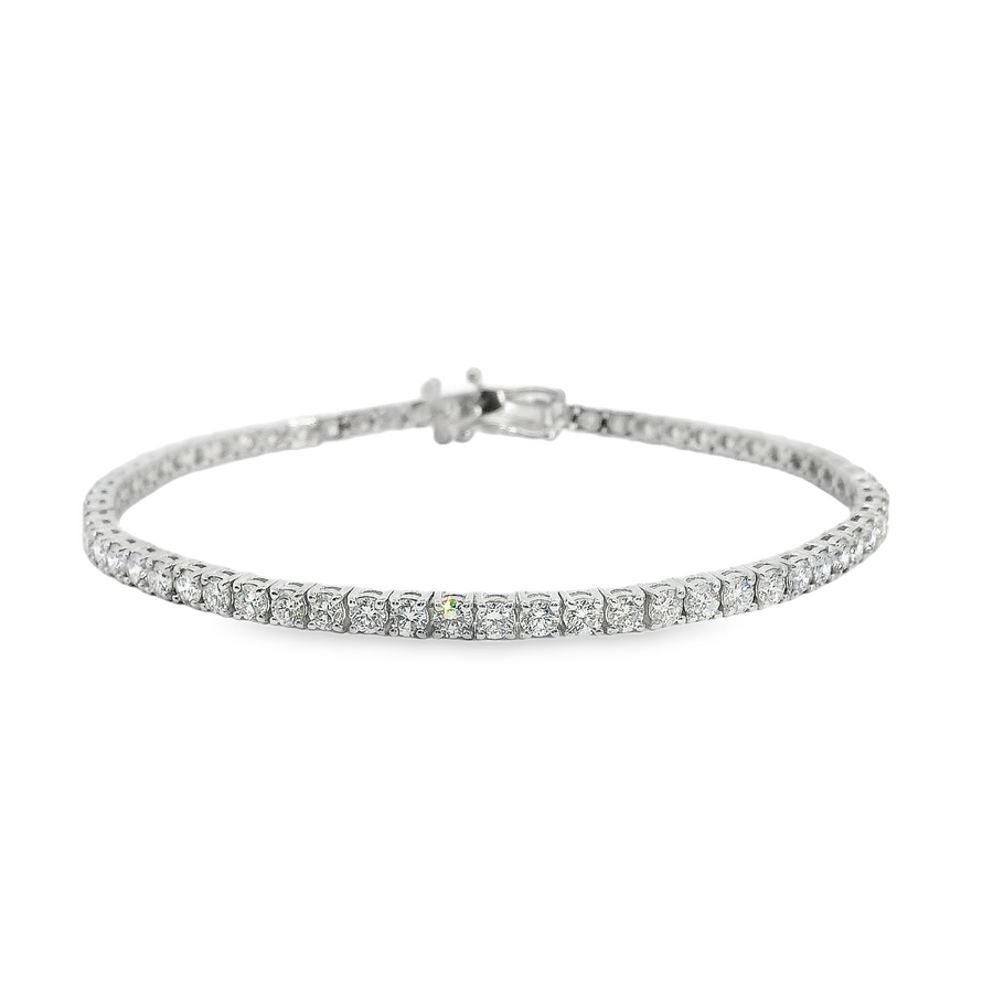 14kt White Gold 7" Lab-Grown Round Diamond Tennis Bracelet (4.57ct)