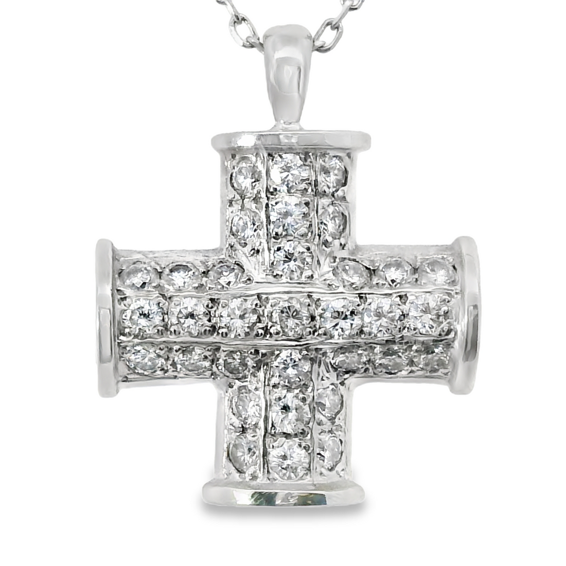 18kt White Gold Natural Diamond Cross Pendant (0.81ct)