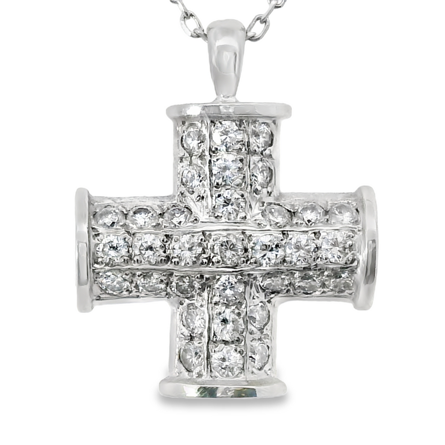18kt White Gold Natural Diamond Cross Pendant (0.81ct)