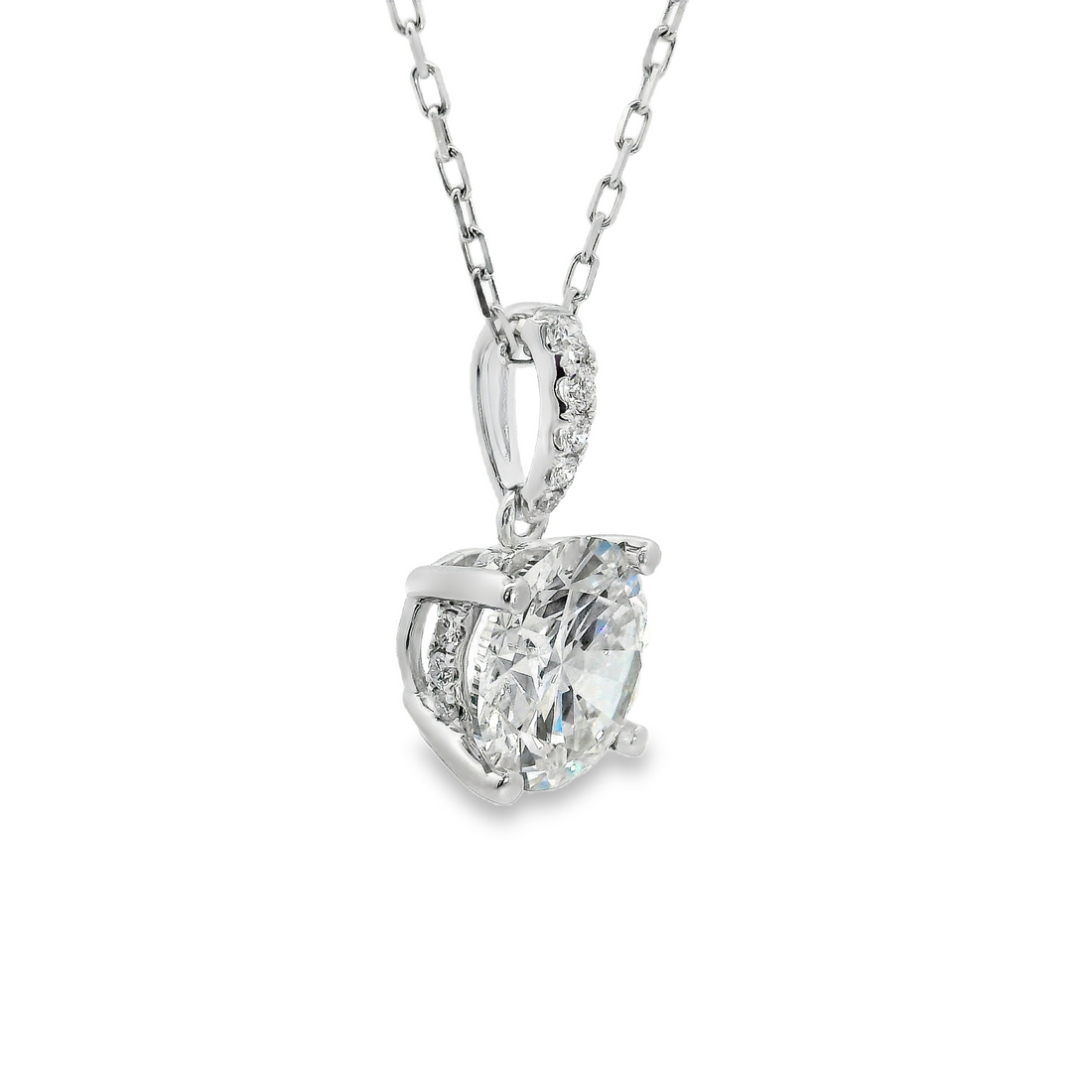 18kt White Gold Lab-Grown Round Diamond and Natural Round Diamonds Pendant (3.18ct)