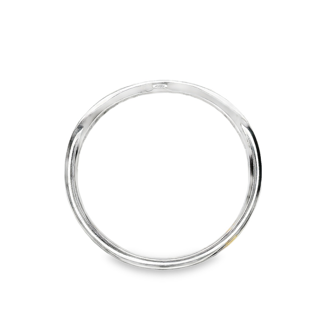 18kt White Gold Natural Round Diamonds Curved Wedding Ring (.19ct)