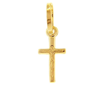 14K Yellow God Italian Made Crucifix Charm (.42g)