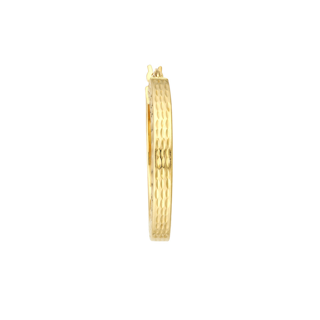 14kt Yellow Gold 3x25mm Square Diamond Cut Hoop Earrings (2.34g)