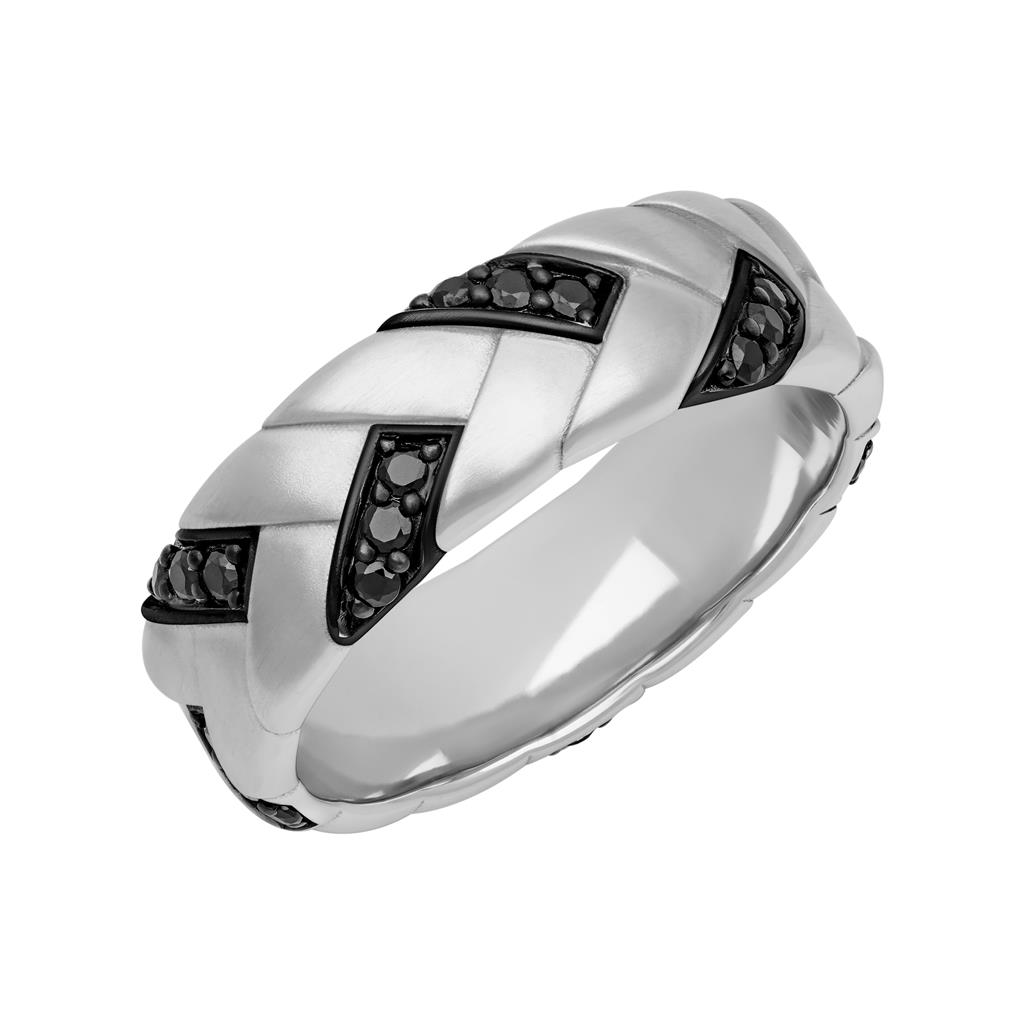 Goldman 14kt White Gold Natural Black Diamond 5mm Men&
