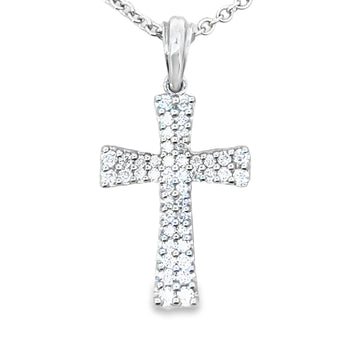 18kt White Gold Natural Diamond Cross Pendant (0.49ct)