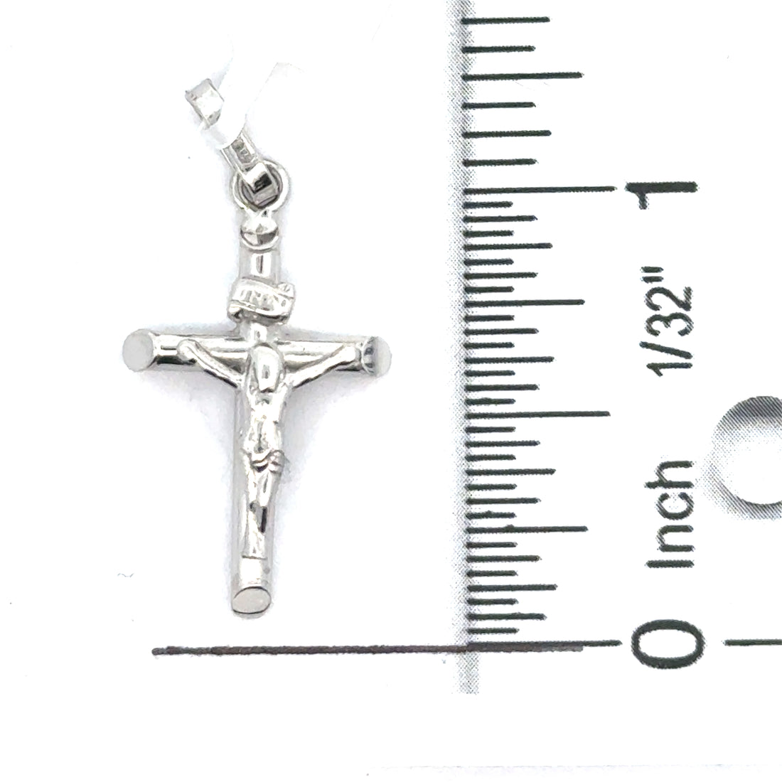 18kt White Gold Italian Made Crucifix Charm (1.8g)
