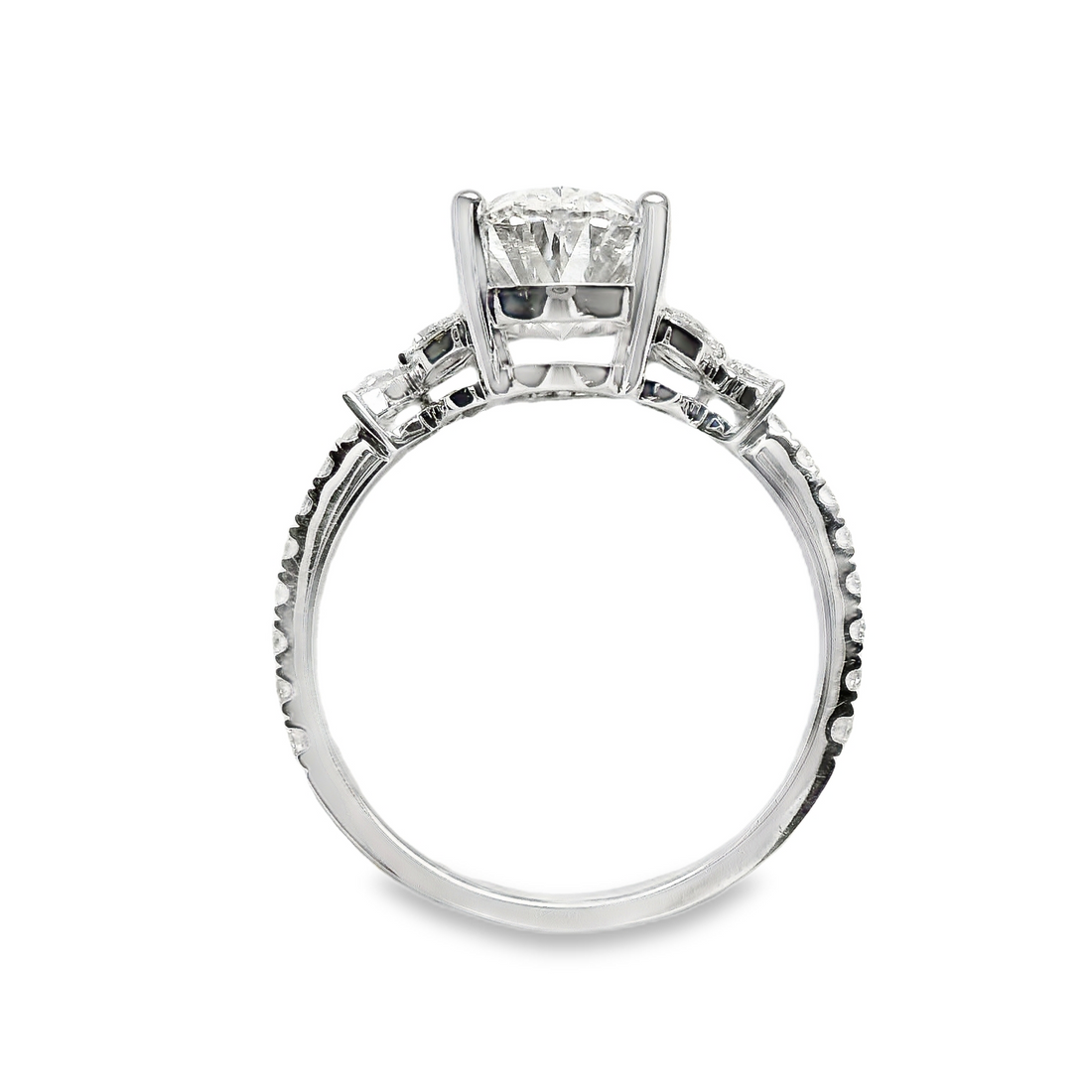 18kt White Gold Lab-Grown Oval and Natural Marquise and Full Cut Diamond Engagement Ring (3.01ct)