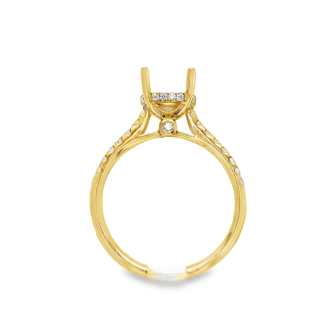 18kt Yellow Gold Full-Cut Diamond Hidden Halo Semi-Mount Ring (.28ct)