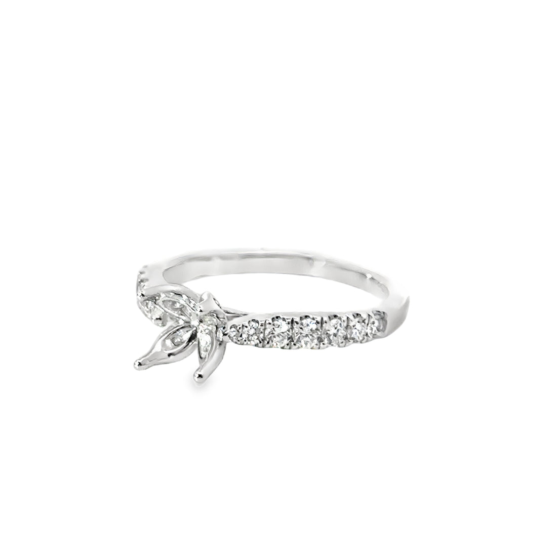 18kt White Gold Natural Round Diamond Semi-Mount Ring (.47ct)