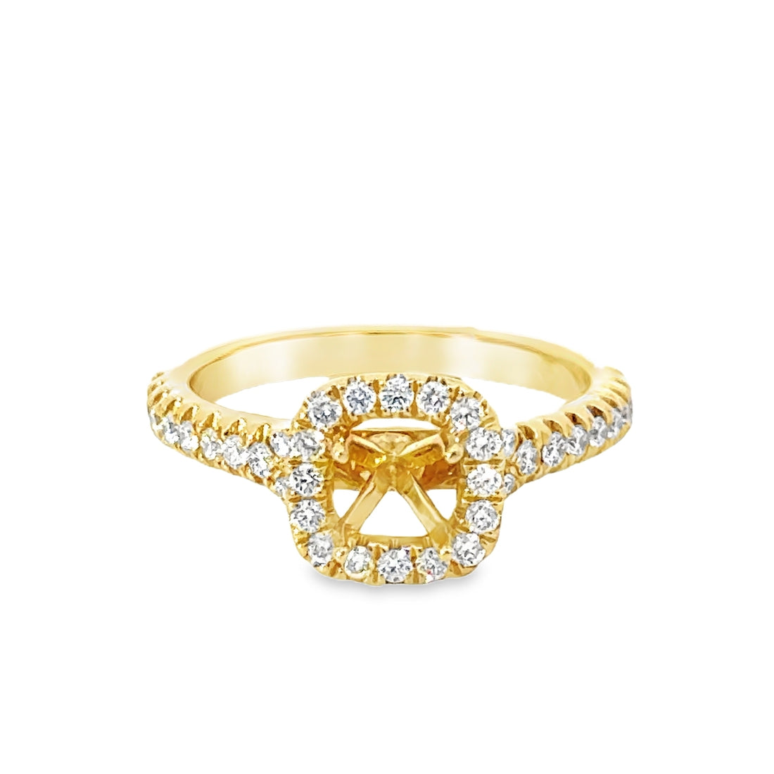 18kt Yellow Gold Halo Natural Diamonds Semi-Mount Ring (0.38ct)