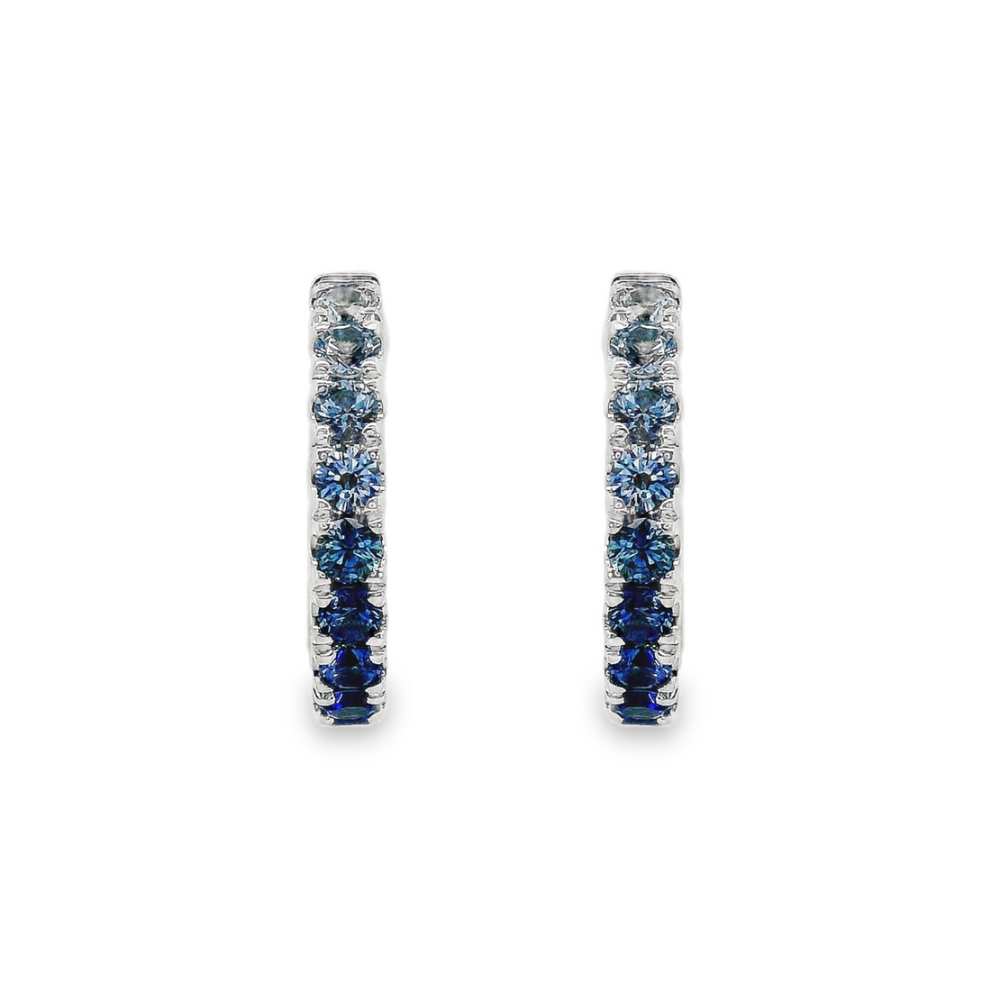 18kt White Gold Natural Round Sapphire Huggie Earrings (.52ct)