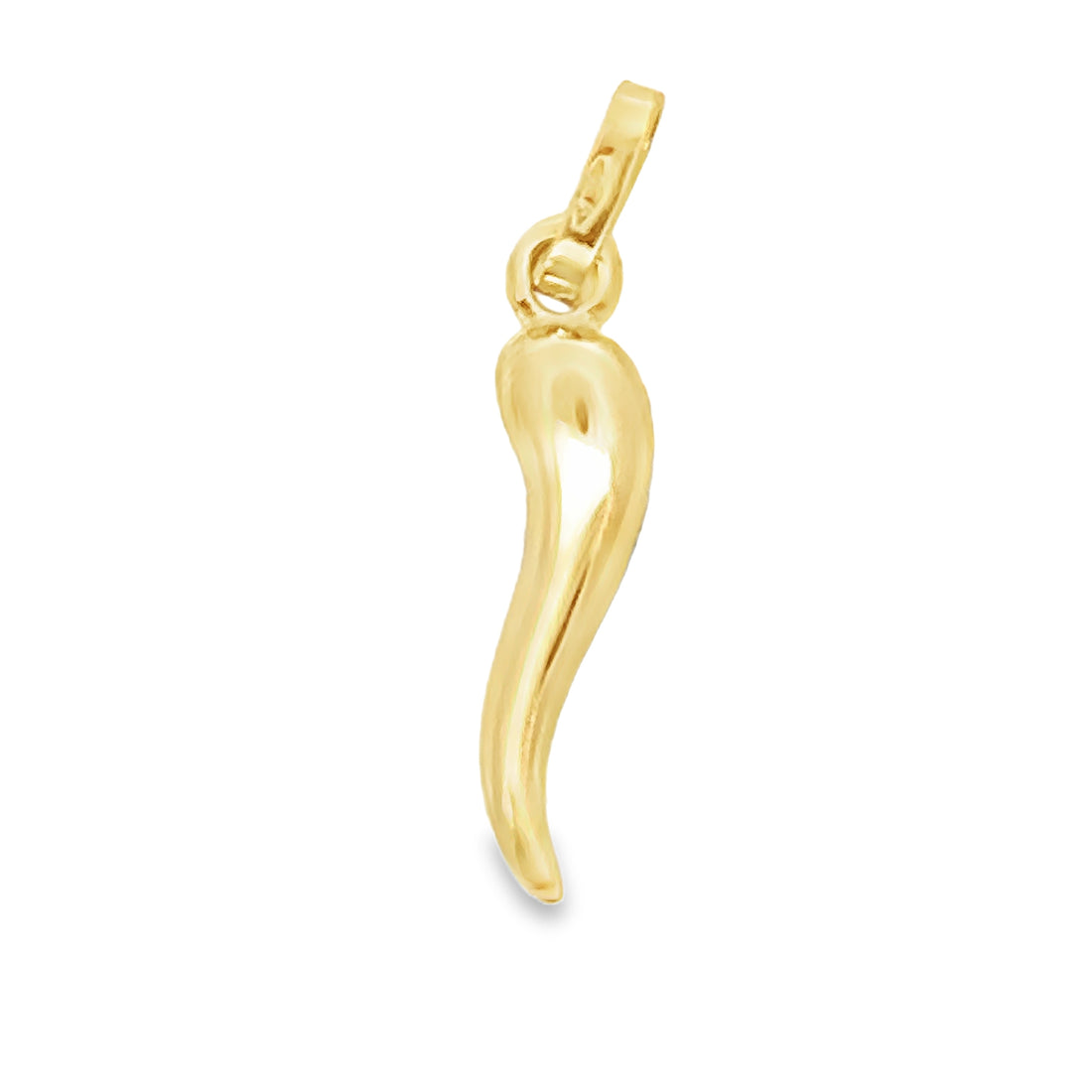 18kt Yellow Gold 27mm Italian Made Horn Pendant (.96g)