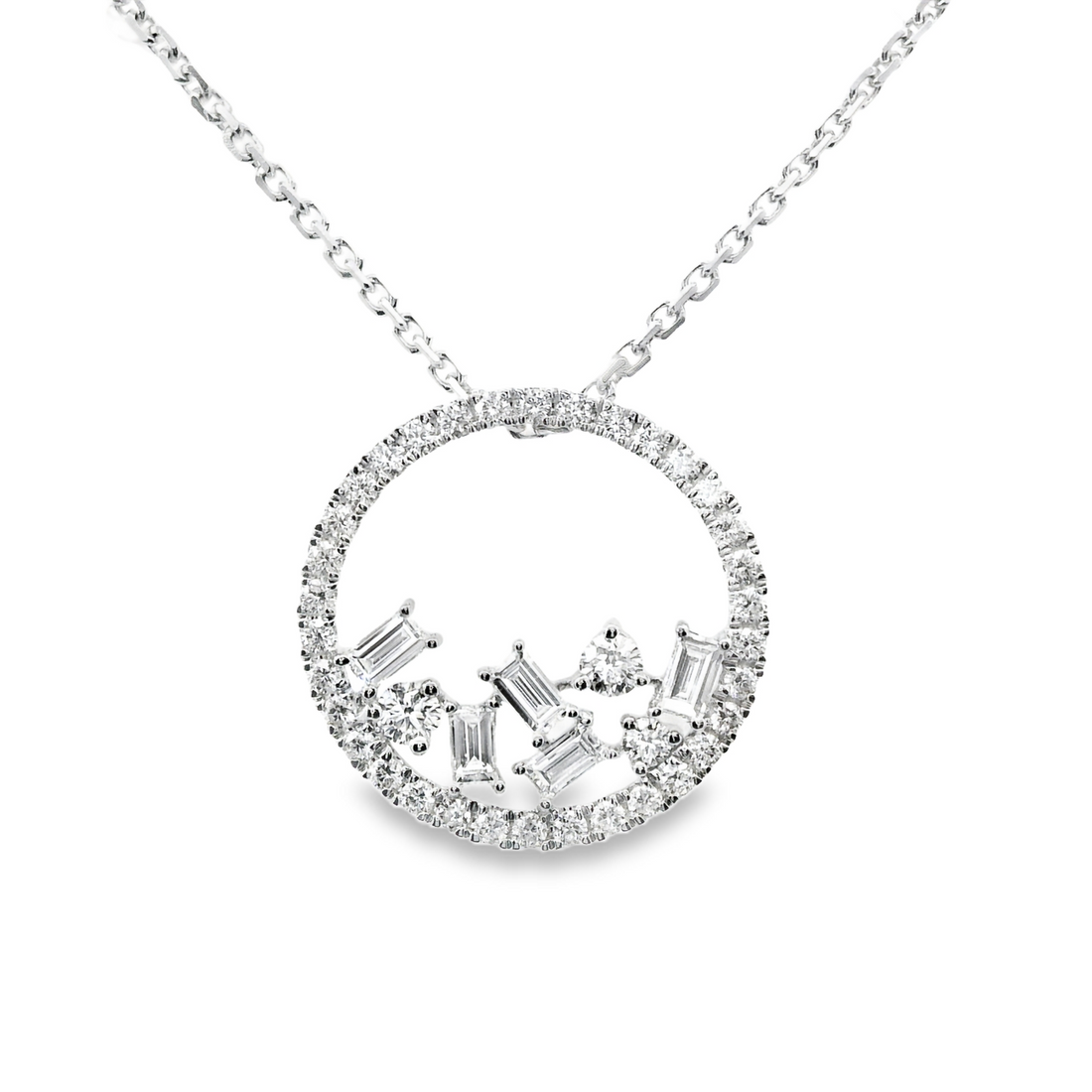 18kt White Gold Natural Diamond Circular Pendant (.50ct)