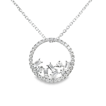 18kt White Gold Natural Diamond Circular Pendant (.50ct)