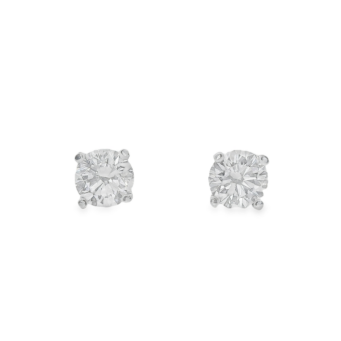 14kt White Gold Lab-Grown Round Diamond Four-Prong Stud Earrings (.95ct)