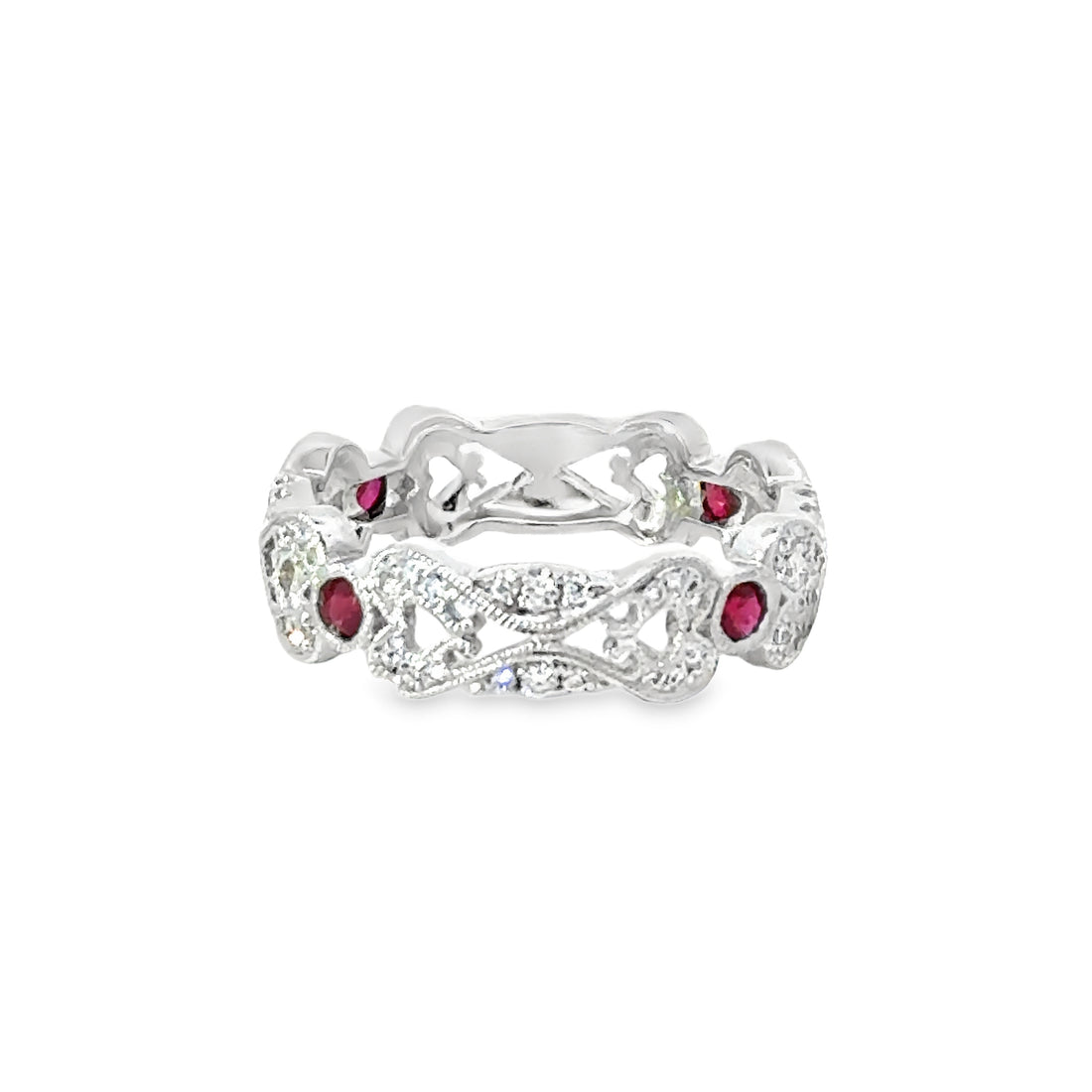 18kt White Gold Round Natural Diamonds and Retangular Cushion Natural Tourmalines Ring (0.54ct)