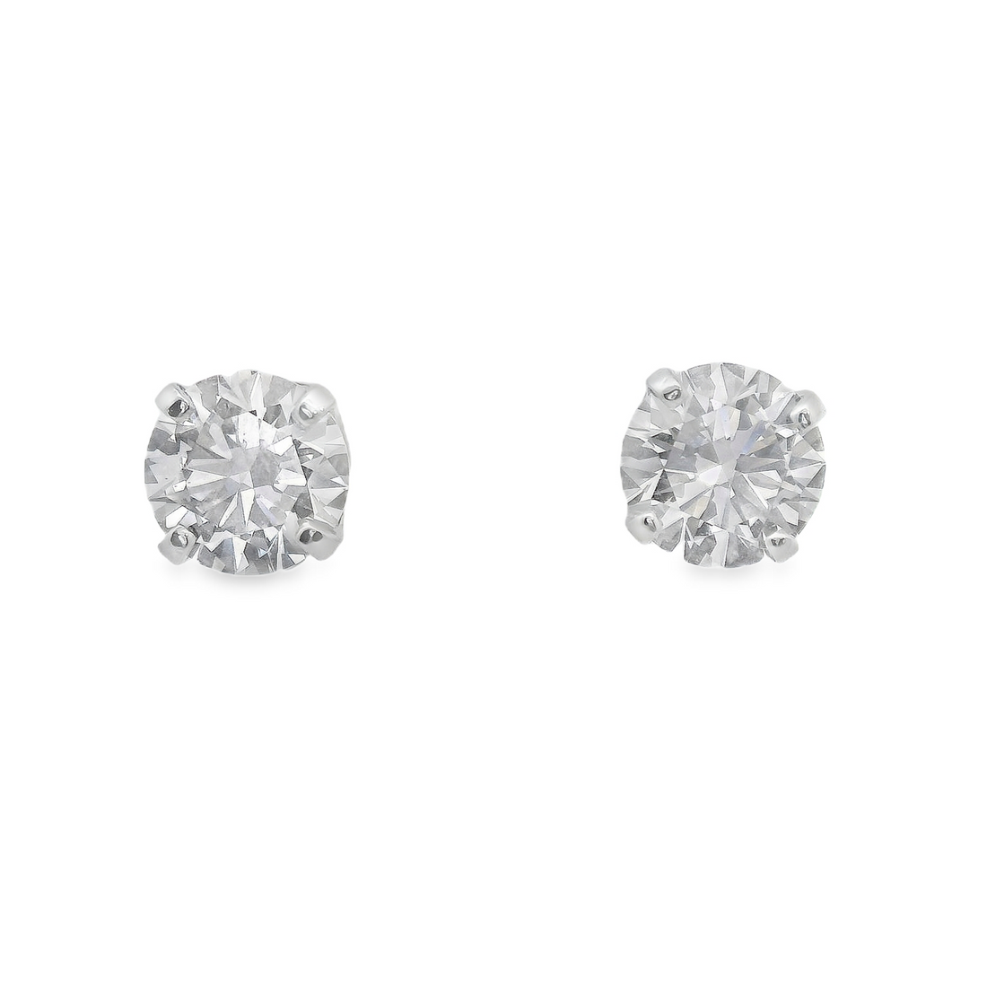 14kt White Gold Lab-Grown Round Diamond Stud Earrings (3.0ct)