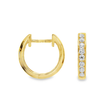 18kt Yellow Gold Natural Round Diamond Small Hoop Earrings (.22ct)
