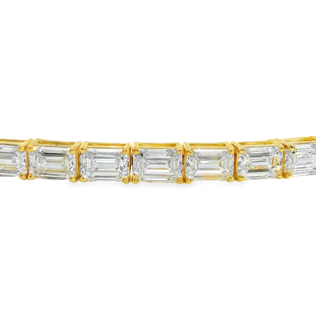 14kt Yellow Gold 7" Lab-Grown Emerald Diamond Tennis Bracelet (14.09ct)