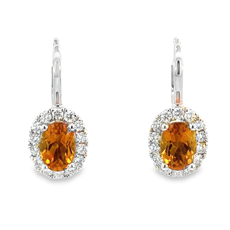 18kt White Gold Diamond and Yellow Citrine Earrings (.2.08ct)