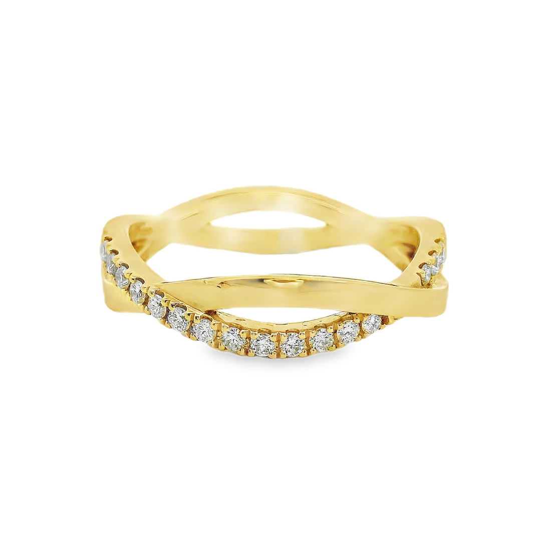 18kt Yellow Gold Natural Full Cut Diamond Woven Ring (.17ct)