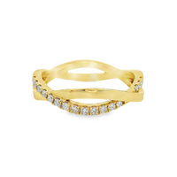 18kt Yellow Gold Natural Full Cut Diamond Woven Ring (.17ct)