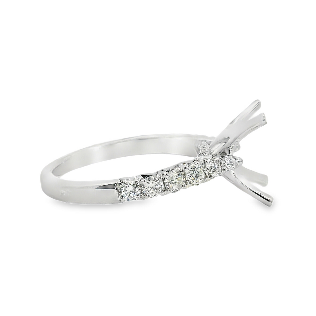 18kt White Gold Natural Round Diamond Semi-Mount Ring (.61ct)