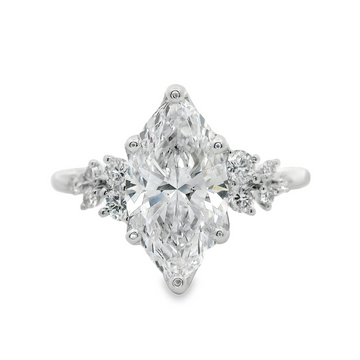 14kt White Gold Lab-Grown Marquise and Natural Round Diamond Engagement Ring (2.27ct)